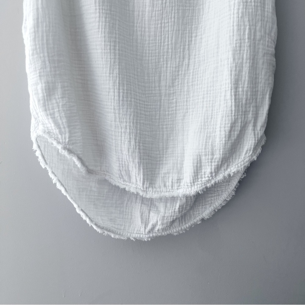 Roots White Raw Hem 100% Midi T-Shirt Dress Women’s Size Small - Picture 4 of 7